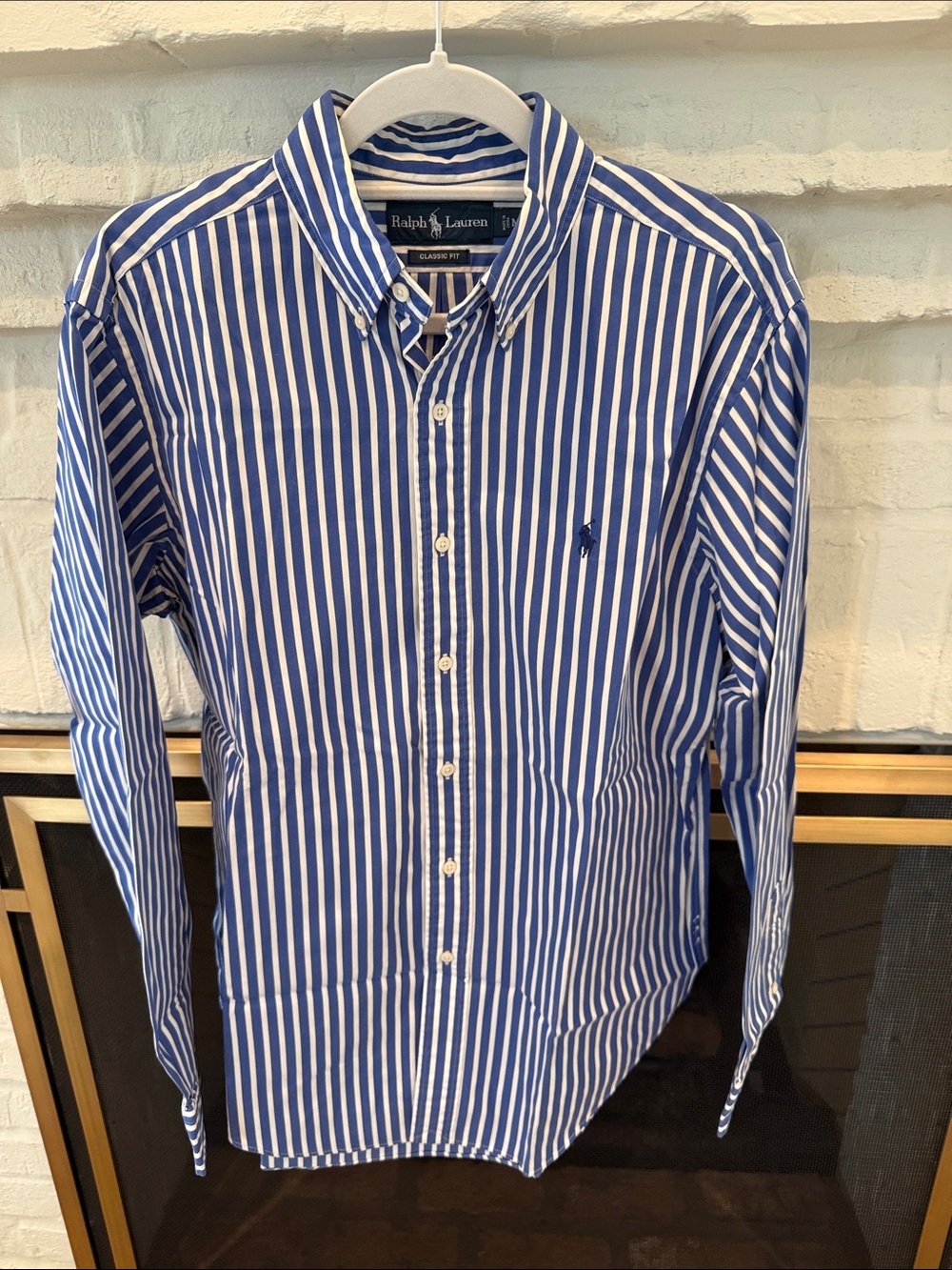 Ralph Lauren Blue and White Striped Button-Down Shirt